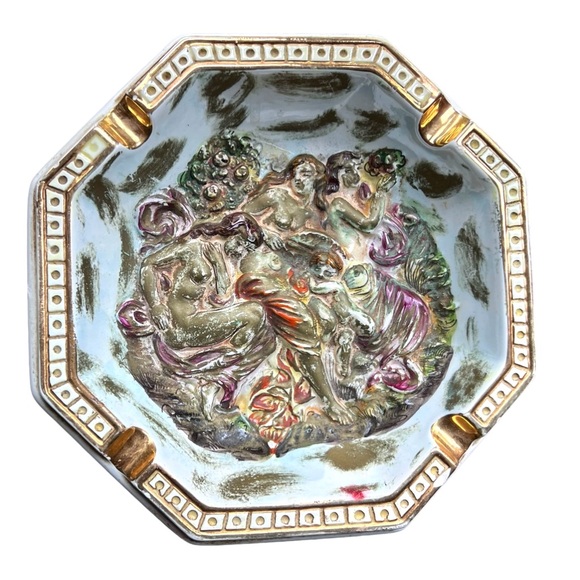 Vintage Capodimonte Porcelain Ashtray Large Signed And Dated “78 Made In Italy - Picture 5 of 12